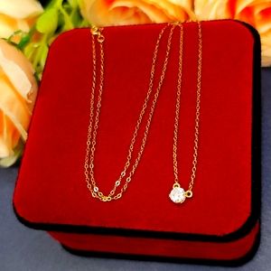 18k gold zirconia stone necklace